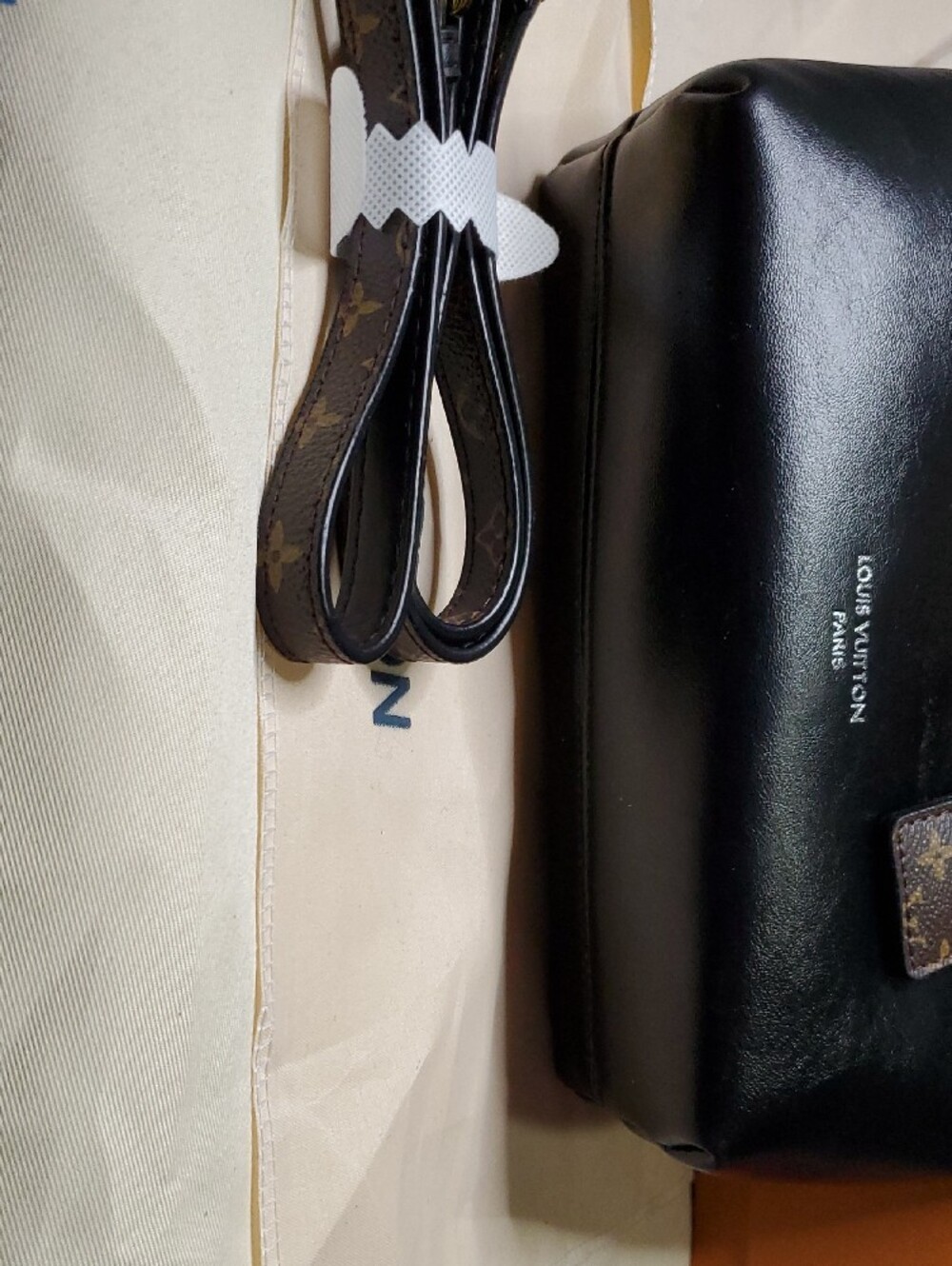 Black Lv Shoulder Bag with Brown Monogram Bow and Gold Hardware - Picture 6 of 14